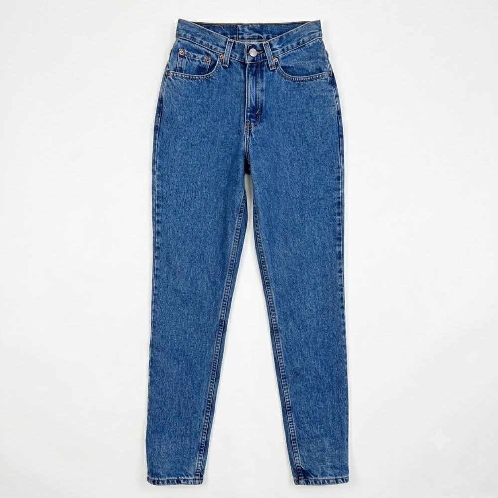 Levis Vintage 512 Slim Straight Jeans Blue Medium Wash Womens Juniors 1 24x30.5